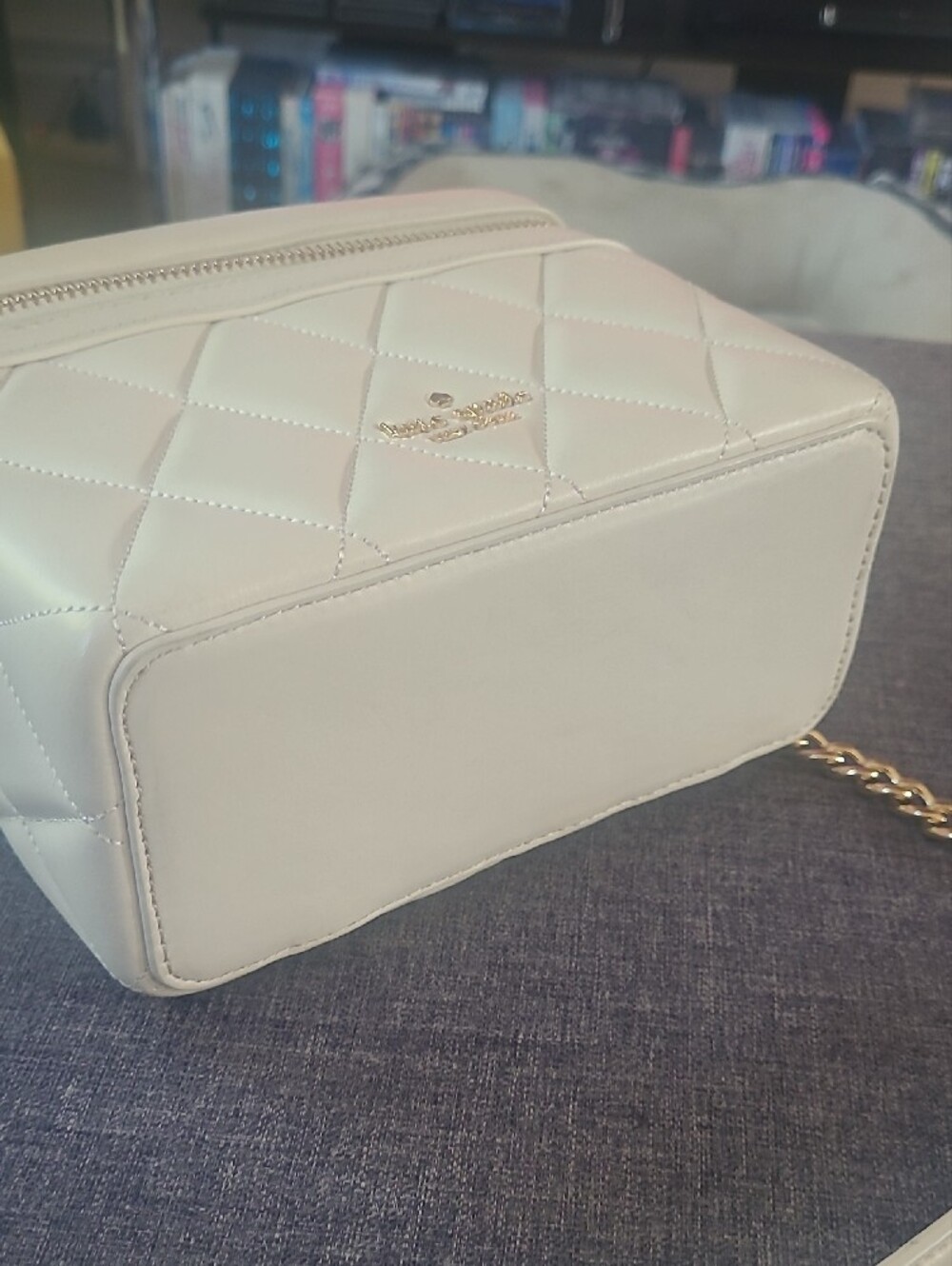 kate spade Quilted White Vanity Crossbody with Gold Chain - Picture 4 of 12